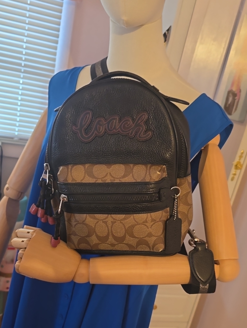 Coach Signature Brown and Black Leather Sling Back ,  Backpack